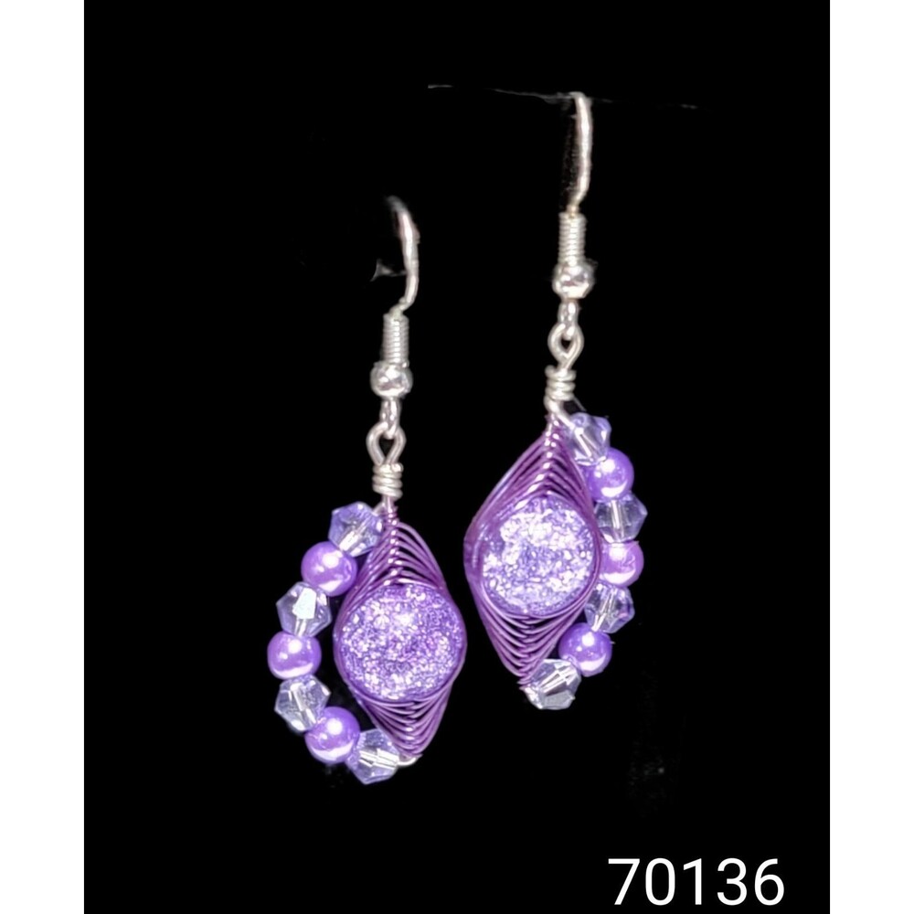 Amazing Purple Pearl & Jewel Earrings